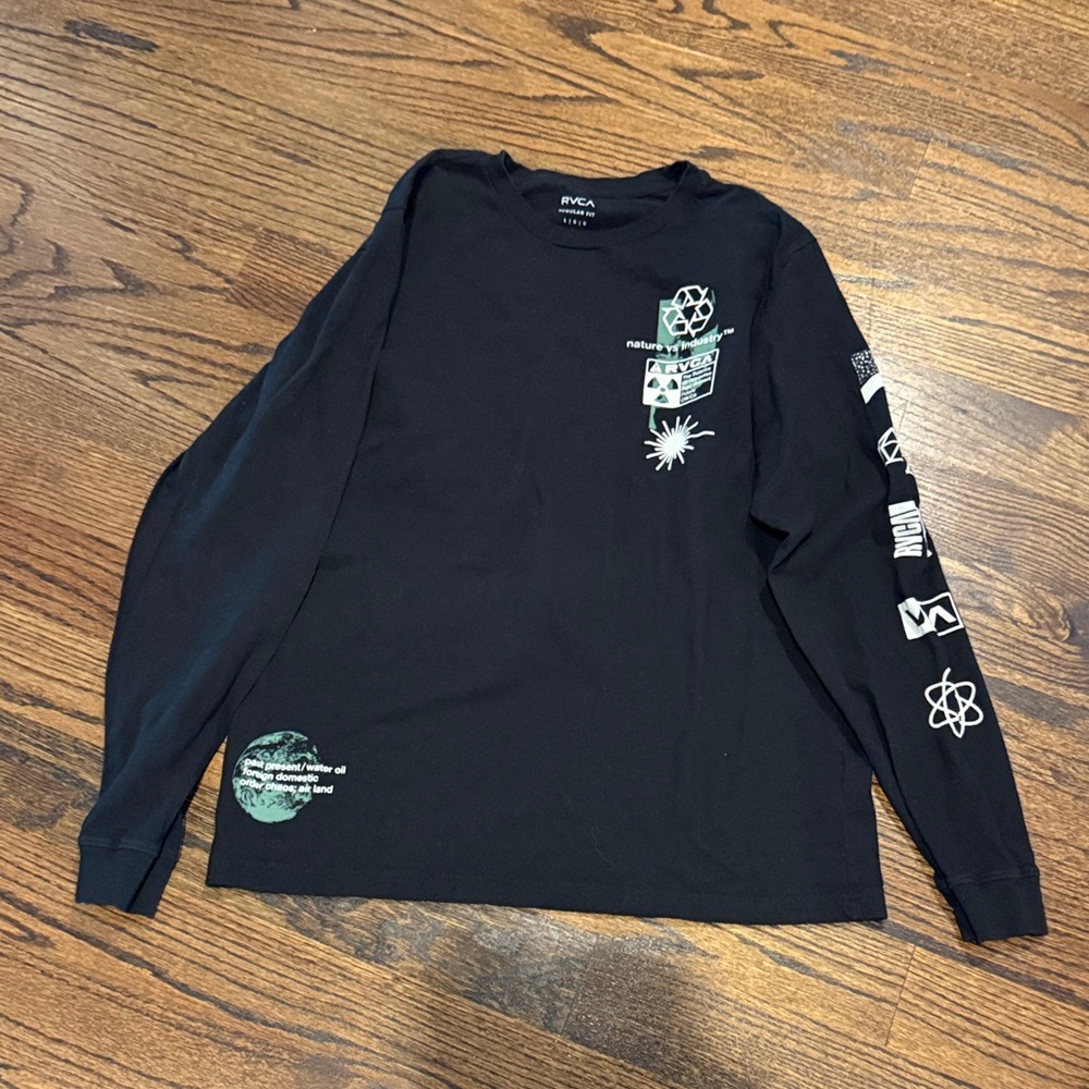 RVCA Black and White Graphic Long Sleeve Tee
